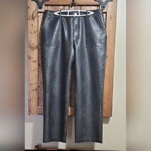 Zara Faux Leather Charcoal Grey Worn Effect Pants Size 10